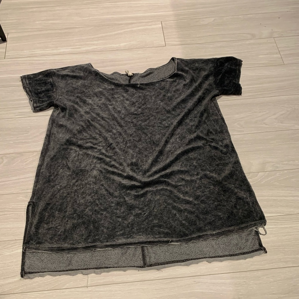 Free people gray grey velvet velour tunic large L